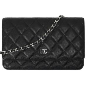 Chanel Classic Wallet On Chain Grained Calfskin & Silver Black