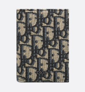 Dior Bi-Fold Card Holder Beige & Black Dior Oblique Jacquard