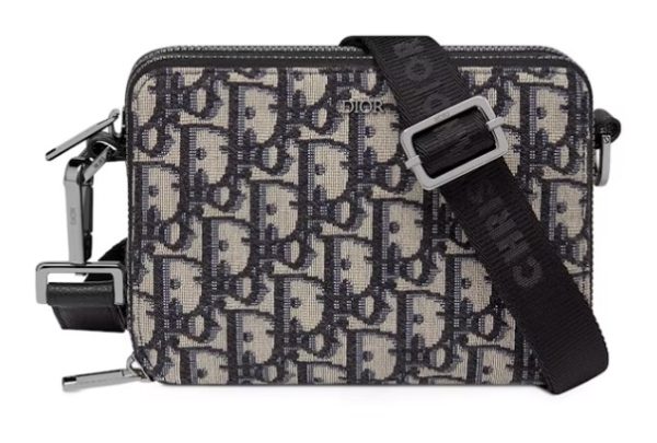 Dior Shoulder Strap Pouch Beige & Black Dior Oblique Jacquard