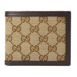 Gucci Micro GG Ssima Canvas Bi-Fold Coin Wallet Beige Ebony