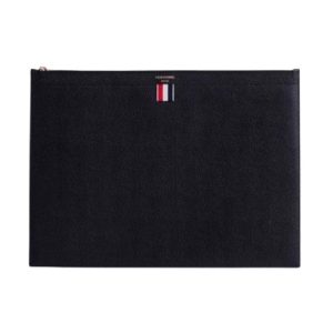 Thom Browne Pebble Grain Leather Large Zipper Laptop Holder Black