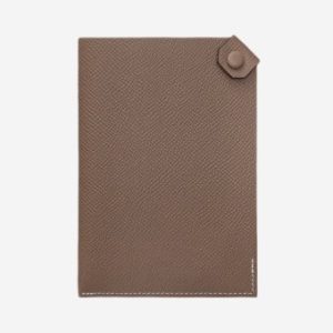 Hermes Tarmac Passport Holder Epsom & Palladium Etoupe